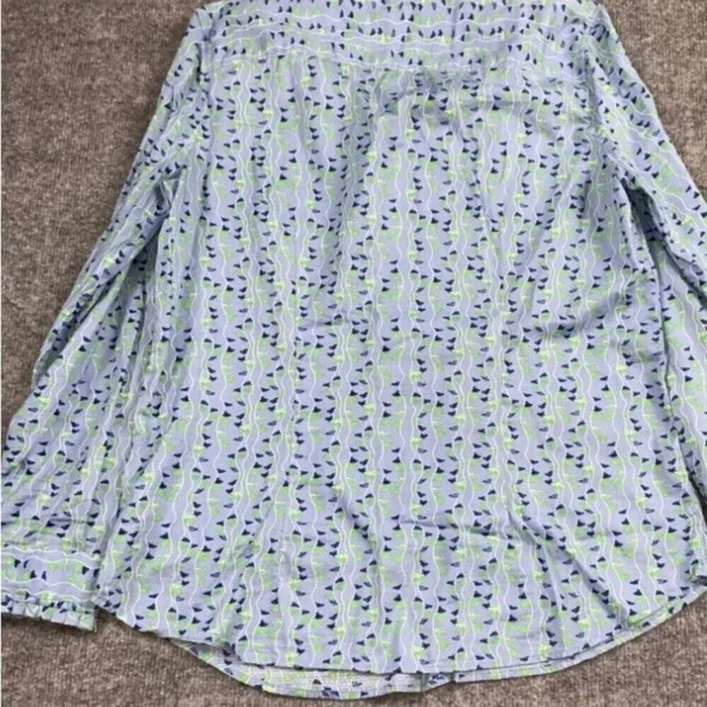 Talbots Partial Button Front Blouse With Ruffle D… - image 2